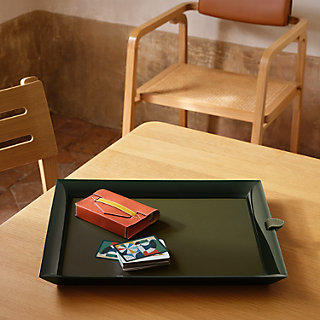 HERMES エルメス 木製トレイ ウッド トレー 濃茶 HERMES エルメス 木製トレイ ウッド トレー 濃茶